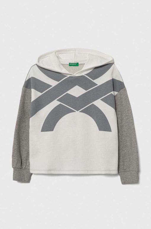 United Colors of Benetton hanorac de bumbac pentru copii culoarea alb