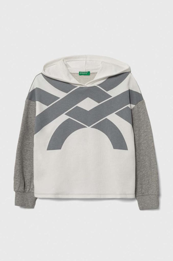 United Colors of Benetton hanorac de bumbac pentru copii culoarea alb