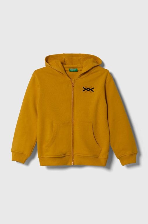 United Colors of Benetton hanorac de bumbac pentru copii culoarea galben