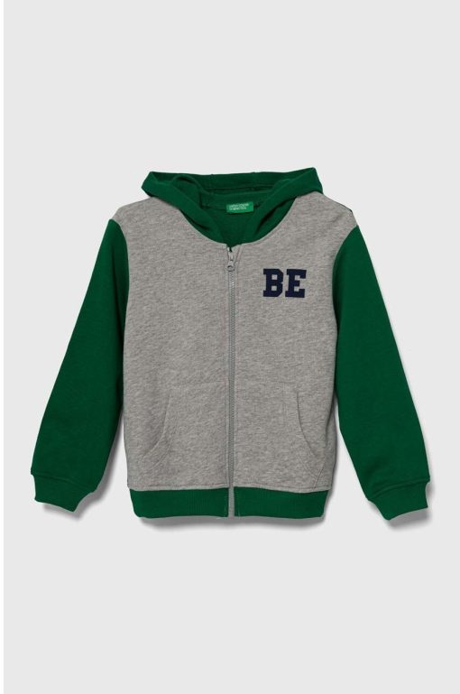 United Colors of Benetton hanorac de bumbac pentru copii culoarea gri