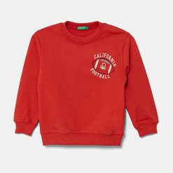 United Colors of Benetton hanorac de bumbac pentru copii culoarea rosu