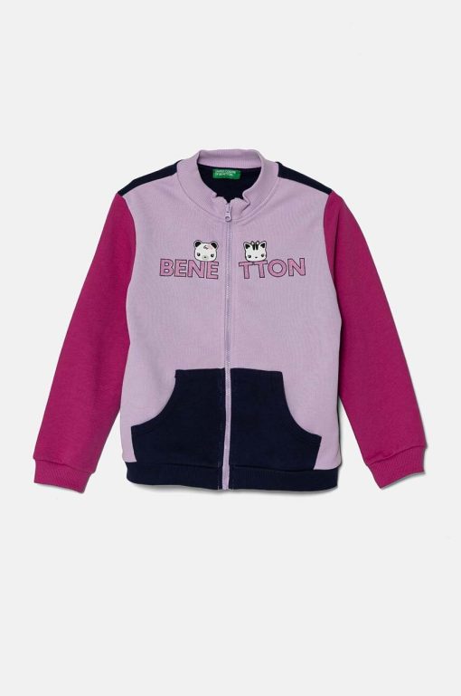 United Colors of Benetton hanorac de bumbac pentru copii culoarea violet