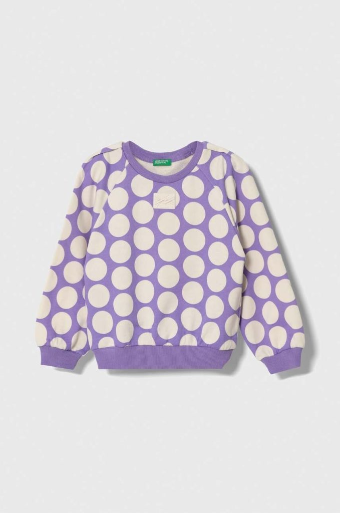 United Colors of Benetton hanorac de bumbac pentru copii culoarea violet