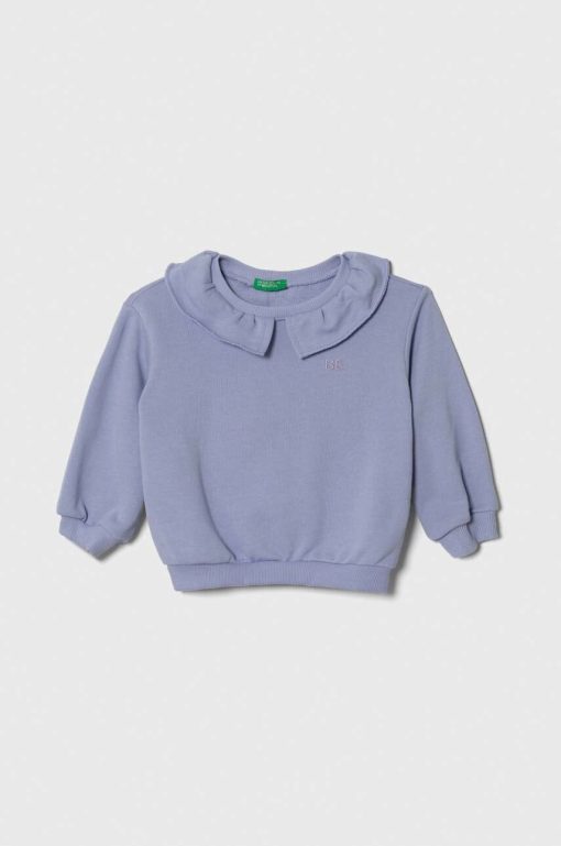 United Colors of Benetton hanorac de bumbac pentru copii culoarea violet