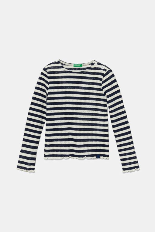 United Colors of Benetton longsleeve copii culoarea bleumarin