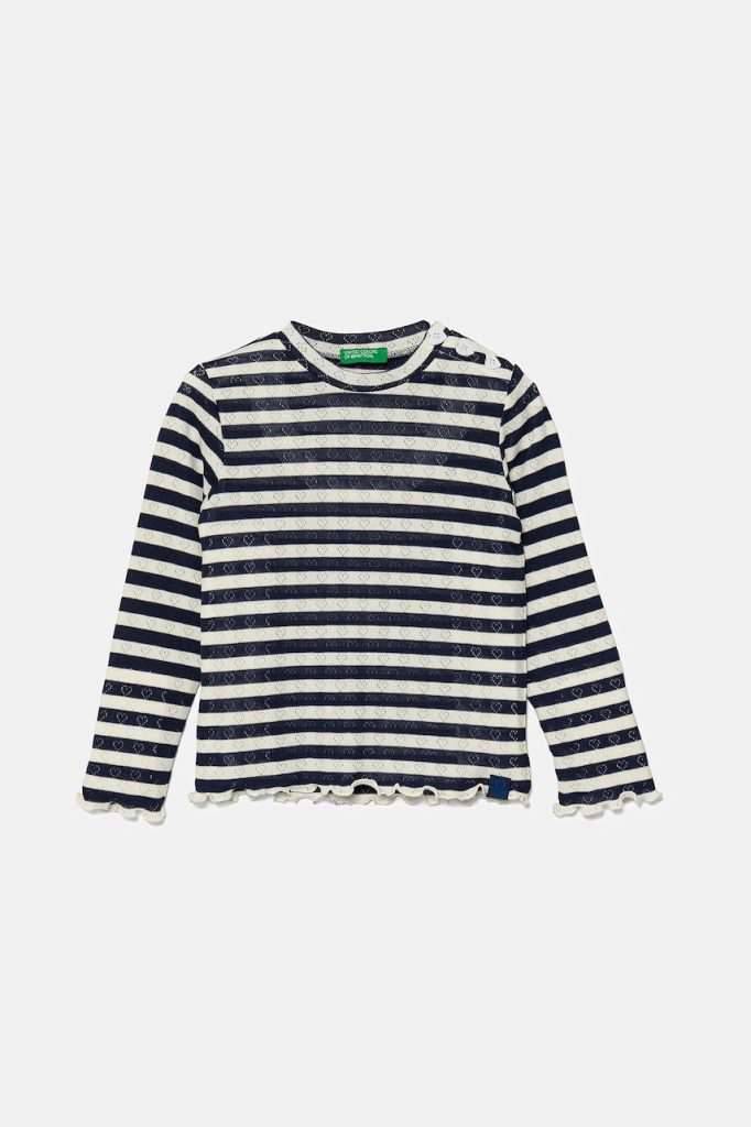 United Colors of Benetton longsleeve copii culoarea bleumarin