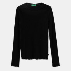 United Colors of Benetton longsleeve copii culoarea negru