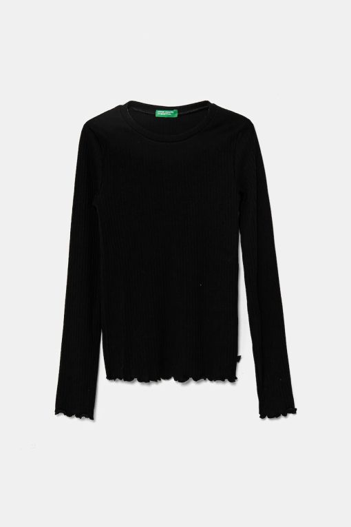 United Colors of Benetton longsleeve copii culoarea negru
