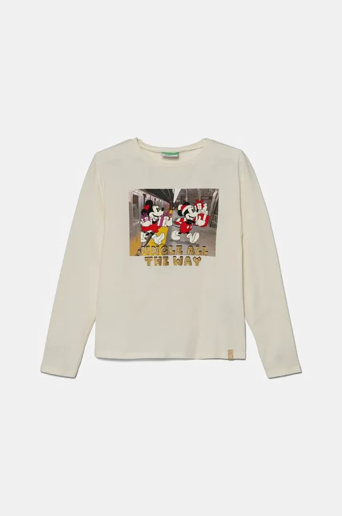 United Colors of Benetton longsleeve culoarea bej