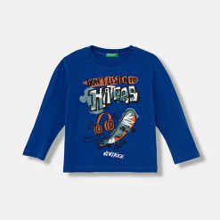 United Colors of Benetton longsleeve din bumbac pentru copii cu imprimeu