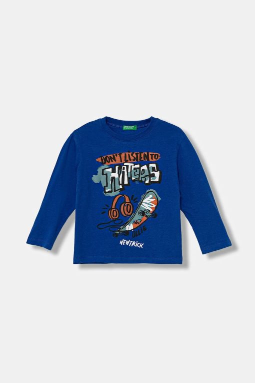 United Colors of Benetton longsleeve din bumbac pentru copii cu imprimeu