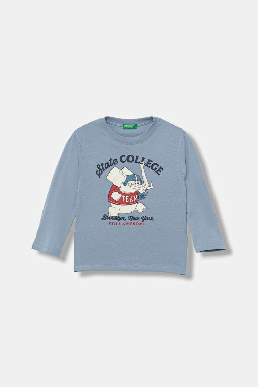 United Colors of Benetton longsleeve din bumbac pentru copii cu imprimeu