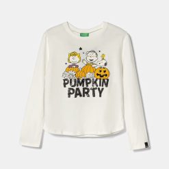 United Colors of Benetton longsleeve din bumbac pentru copii culoarea alb
