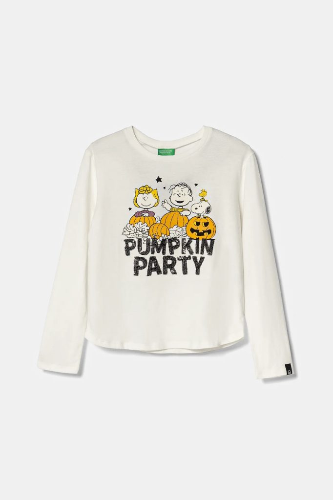 United Colors of Benetton longsleeve din bumbac pentru copii culoarea alb