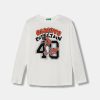 United Colors of Benetton longsleeve din bumbac pentru copii culoarea alb
