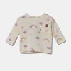 United Colors of Benetton longsleeve din bumbac pentru copii culoarea bej