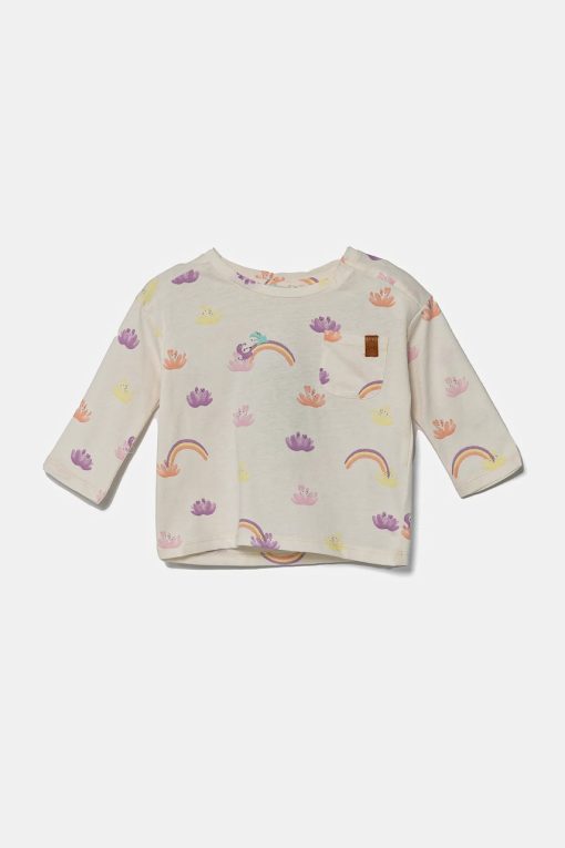 United Colors of Benetton longsleeve din bumbac pentru copii culoarea bej