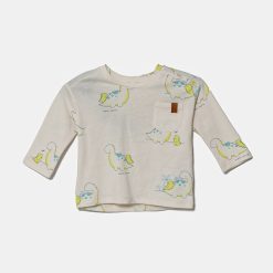 United Colors of Benetton longsleeve din bumbac pentru copii culoarea bej