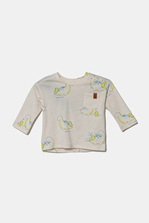 United Colors of Benetton longsleeve din bumbac pentru copii culoarea bej