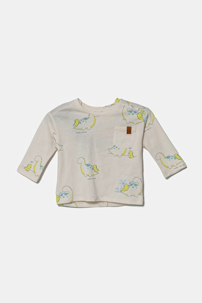 United Colors of Benetton longsleeve din bumbac pentru copii culoarea bej