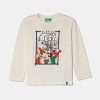 United Colors of Benetton longsleeve din bumbac pentru copii culoarea bej