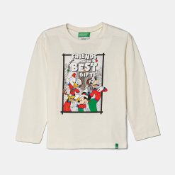 United Colors of Benetton longsleeve din bumbac pentru copii culoarea bej