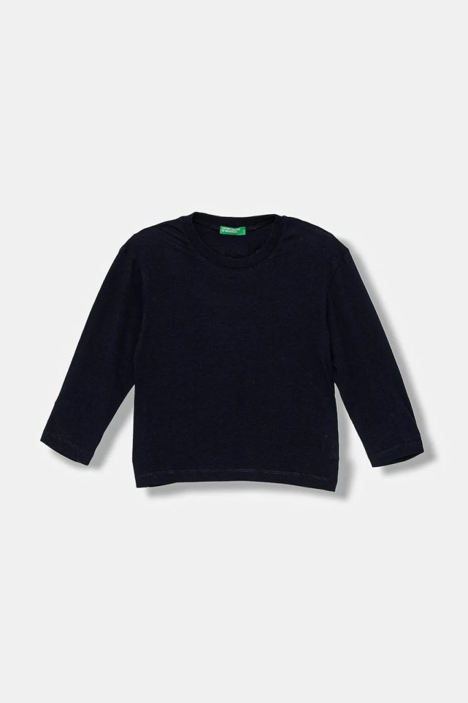United Colors of Benetton longsleeve din bumbac pentru copii culoarea bleumarin