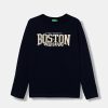 United Colors of Benetton longsleeve din bumbac pentru copii culoarea bleumarin