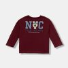 United Colors of Benetton longsleeve din bumbac pentru copii culoarea bordo