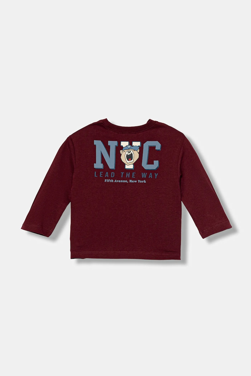 United Colors of Benetton longsleeve din bumbac pentru copii culoarea bordo