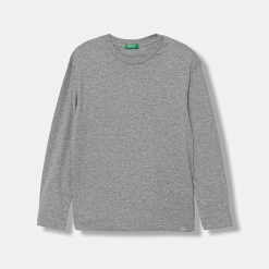 United Colors of Benetton longsleeve din bumbac pentru copii culoarea gri
