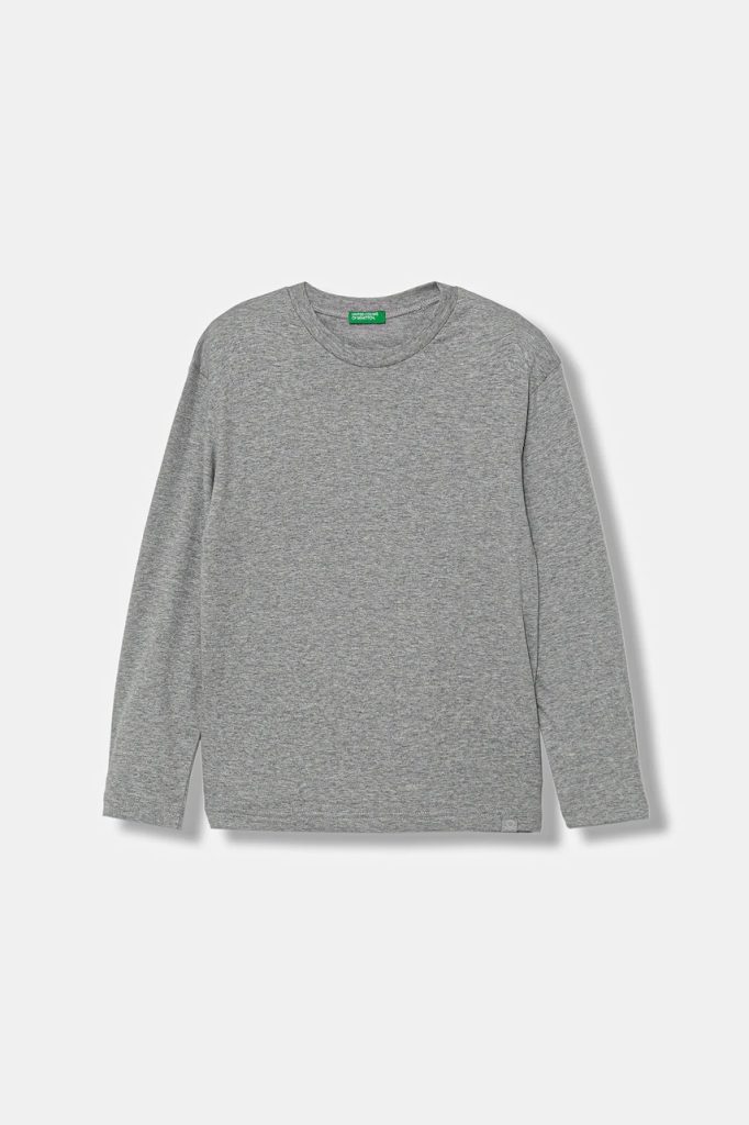 United Colors of Benetton longsleeve din bumbac pentru copii culoarea gri