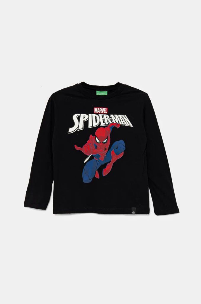 United Colors of Benetton longsleeve din bumbac pentru copii culoarea negru