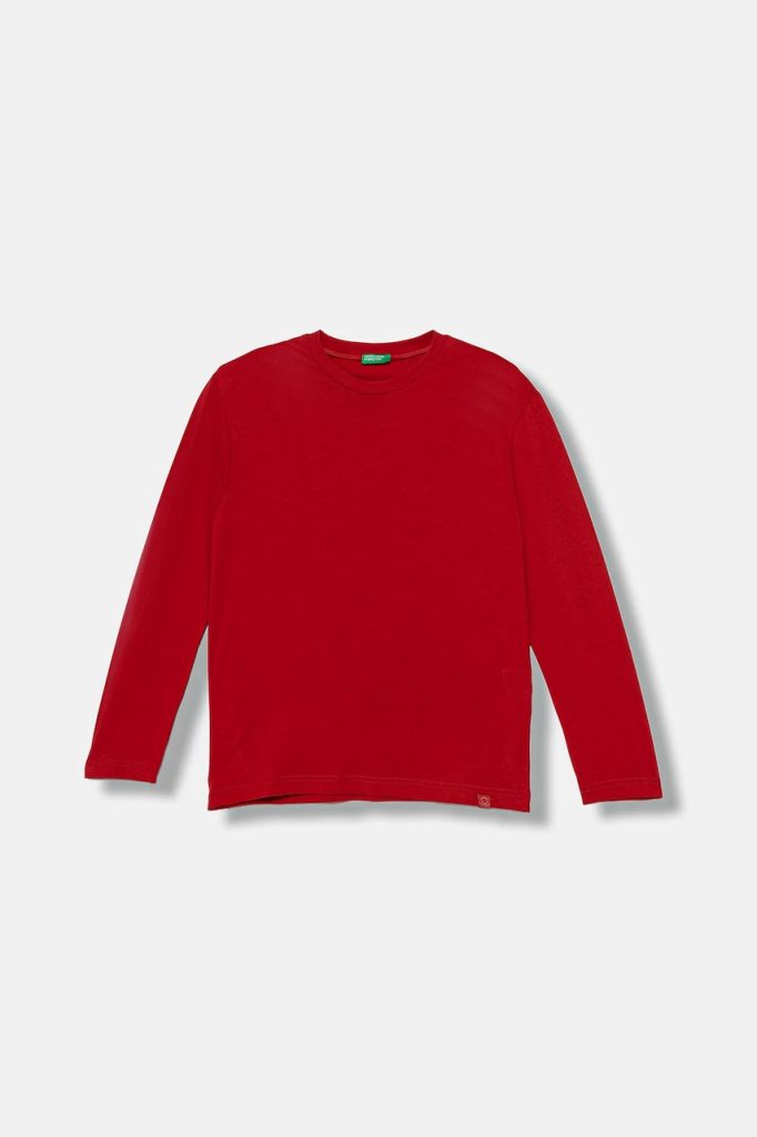 United Colors of Benetton longsleeve din bumbac pentru copii culoarea rosu
