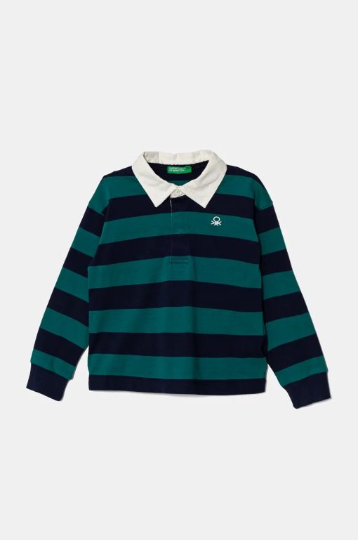 United Colors of Benetton longsleeve din bumbac pentru copii culoarea verde