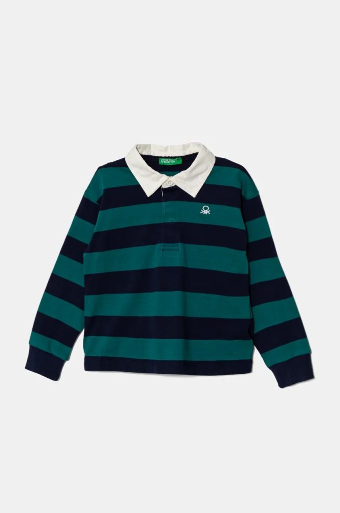 United Colors of Benetton longsleeve din bumbac pentru copii culoarea verde