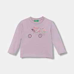 United Colors of Benetton longsleeve din bumbac pentru copii culoarea violet