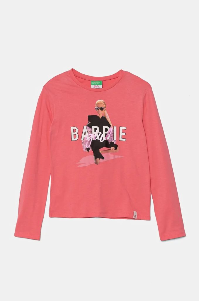 United Colors of Benetton longsleeve din bumbac pentru copii culoarea violet