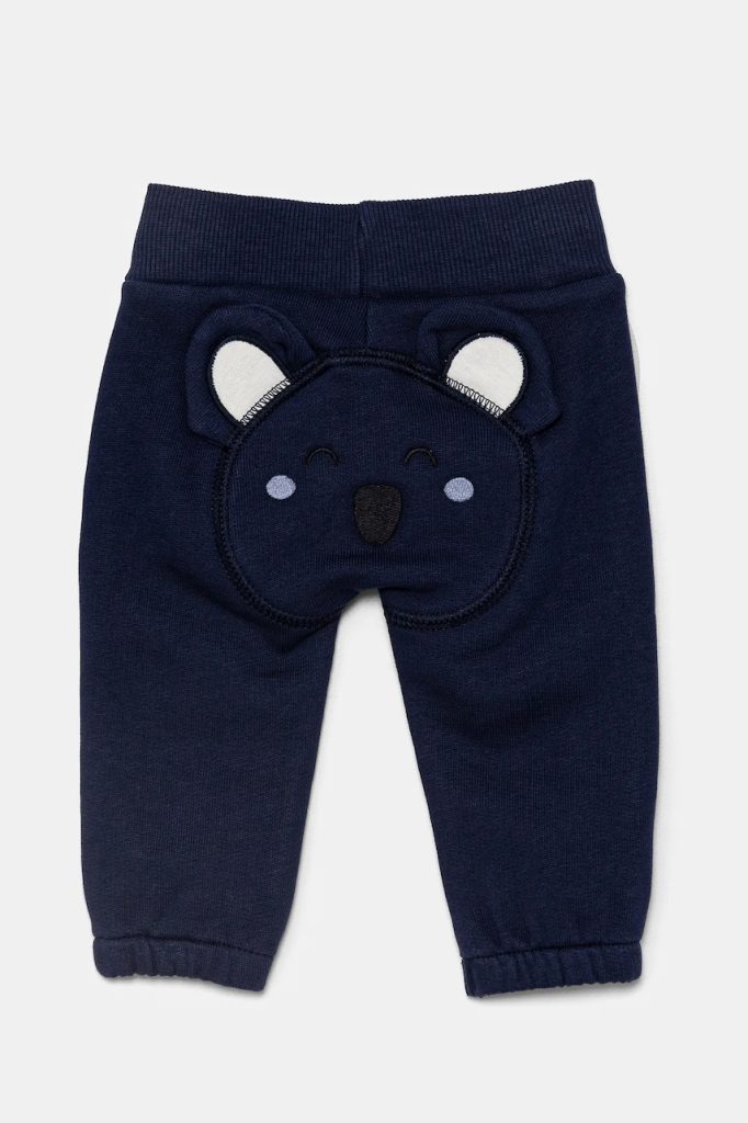 United Colors of Benetton pantaloni de trening din bumbac pentru bebeluși culoarea albastru marin