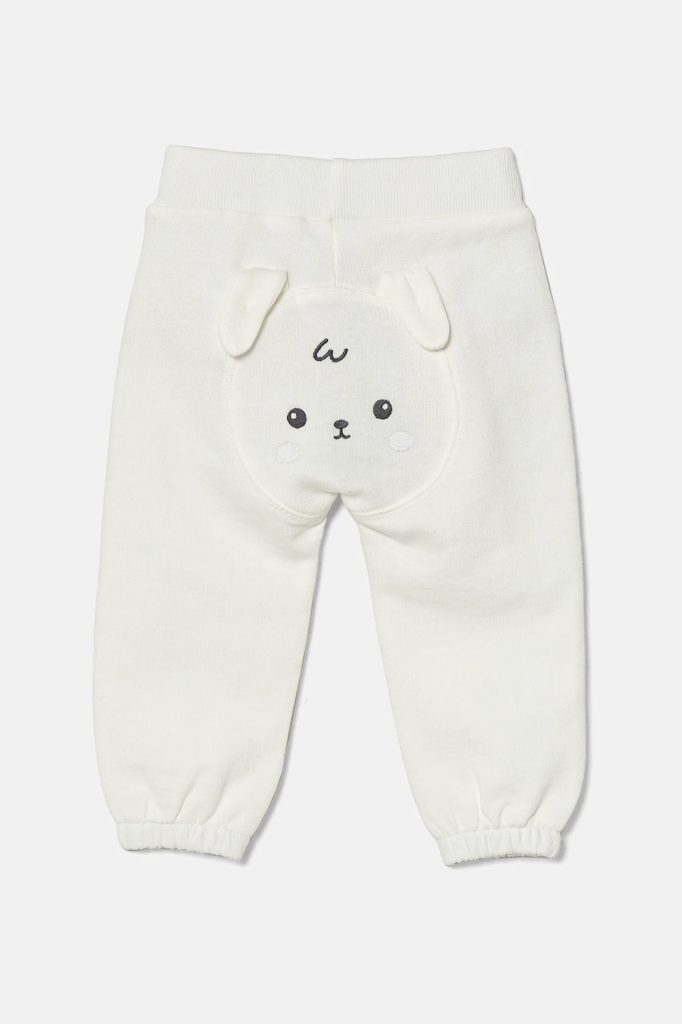 United Colors of Benetton pantaloni de trening din bumbac pentru bebeluși culoarea bej
