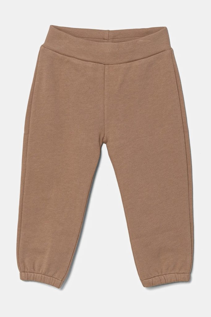 United Colors of Benetton pantaloni de trening din bumbac pentru bebeluși culoarea verde