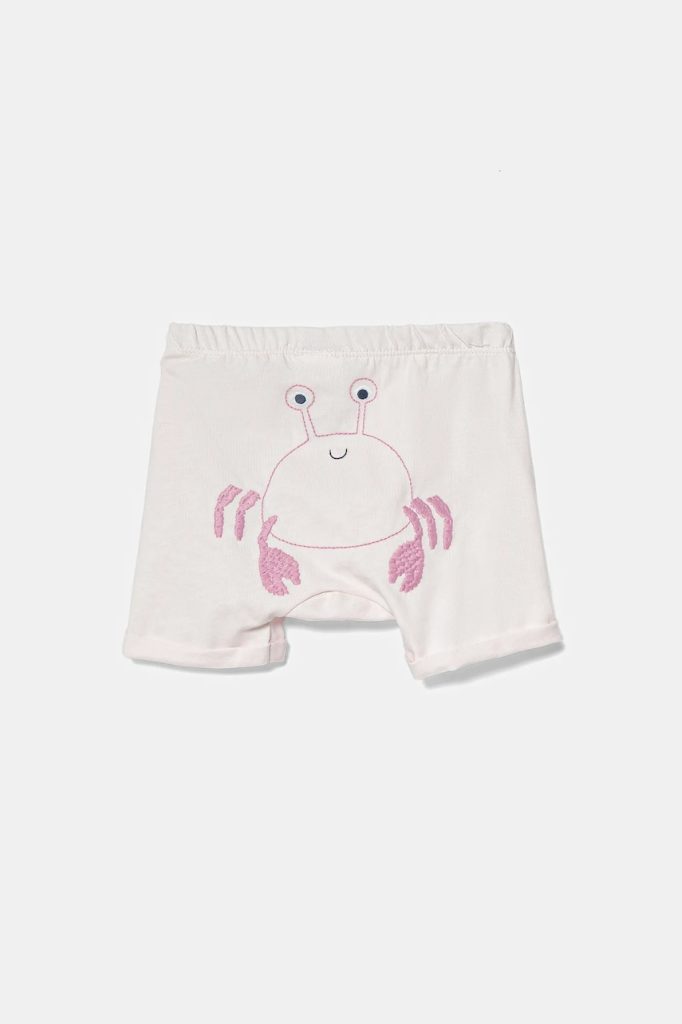 United Colors of Benetton pantaloni scurți din bumbac pentru bebeluși culoarea roz