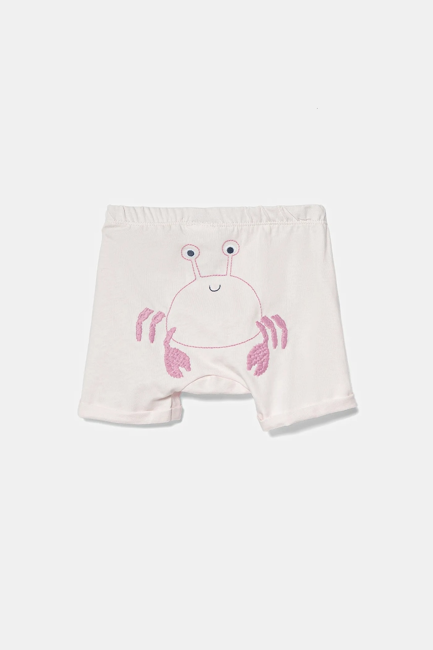 United Colors of Benetton pantaloni scurți din bumbac pentru bebeluși culoarea roz