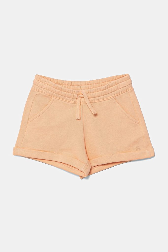 United Colors of Benetton pantaloni scurți din bumbac pentru copii culoarea portocaliu