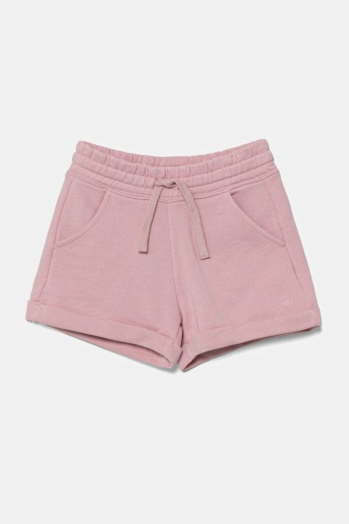 United Colors of Benetton pantaloni scurți din bumbac pentru copii culoarea roz