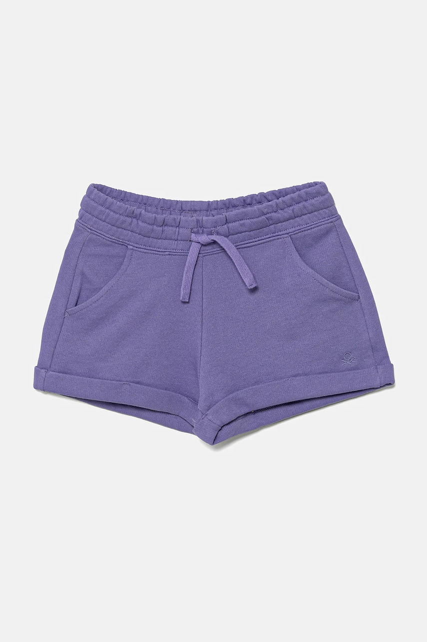 United Colors of Benetton pantaloni scurți din bumbac pentru copii culoarea violet