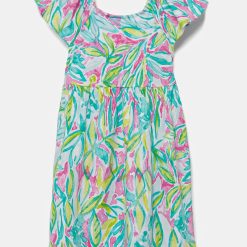 United Colors of Benetton rochie din bumbac pentru copii culoarea verde