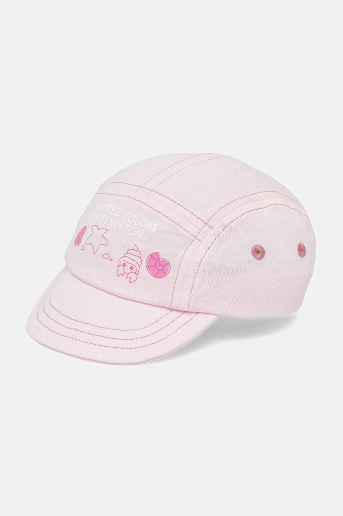 United Colors of Benetton șapcă din bumbac pentru copii culoarea roz