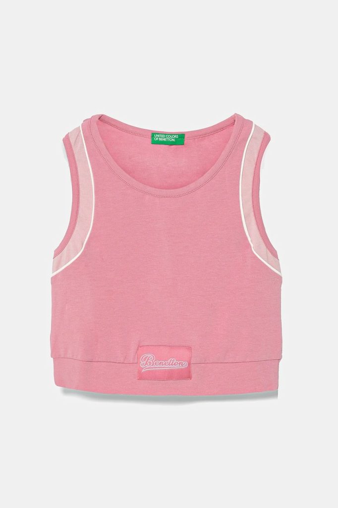 United Colors of Benetton top copii culoarea roz