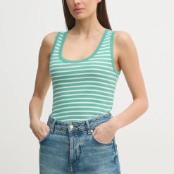 United Colors of Benetton top din bumbac culoarea turcoaz